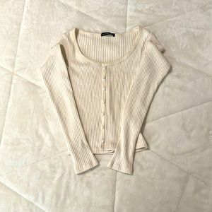 Brandy Melville off-white/champagne button up cardigan